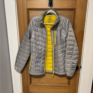 L.L. Bean Silver and Yellow Quilted Jacket